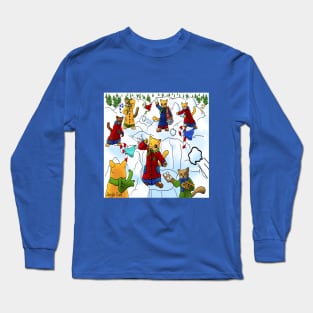 Cute Christmas Snowball Fight Cats Long Sleeve T-Shirt